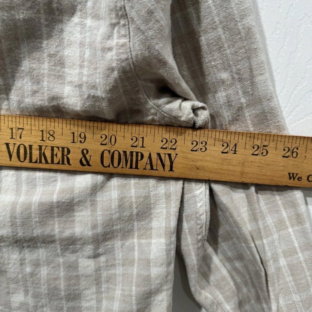 FIVE FOUR LOS ANGELES Shirt Mens Medium M Biege Plaid Flannel Button Long Sleeve - Picture 3 of 7